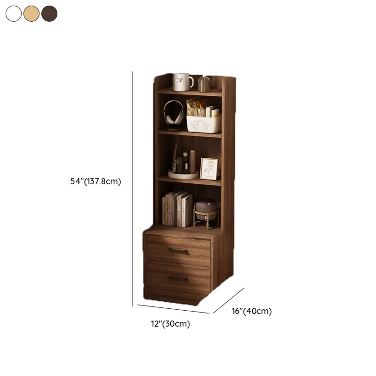 Multi-functional Wooden 5-Shelf Closed Back White Bookcase