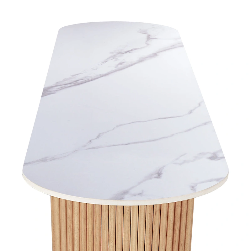 Marble Console Table Entryway Table with Fluted Base