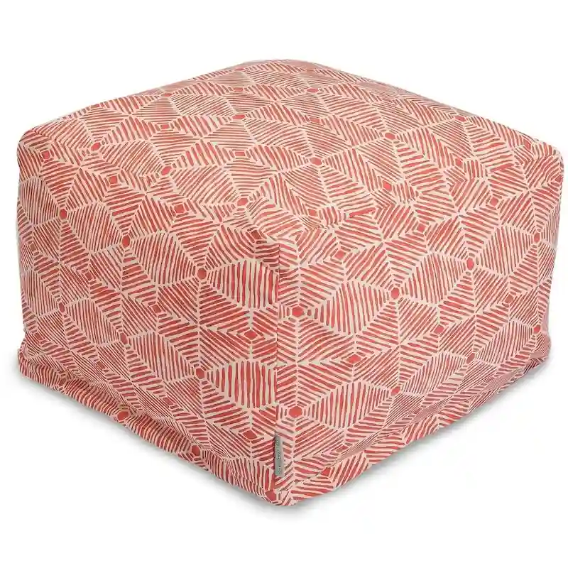 Majestic Home Goods Indoor Charlie Cotton Ottoman Pouf 27 in L x 27 in W x 17 in H