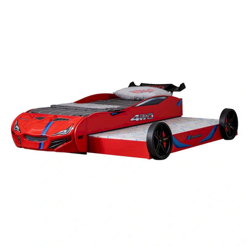 Furniture of America Laszlo Modern Race Car-Shaped Twin Bed with Trundle