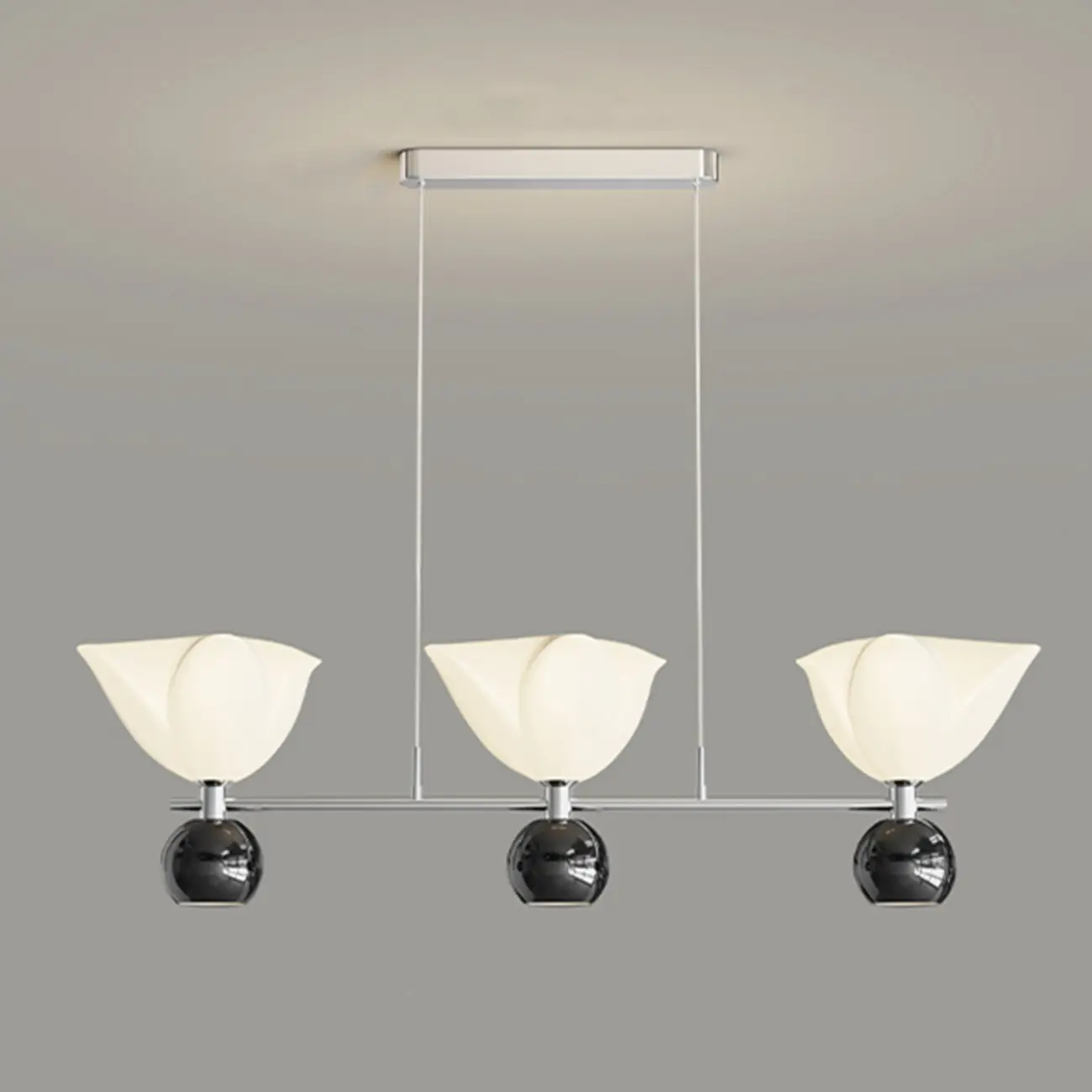 3-Light Modern Chrome Plastic Island Pendant Light