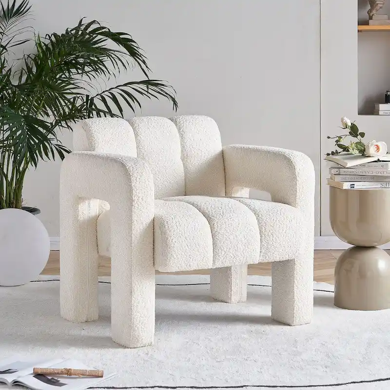 31.10 Wide Boucle Upholstered Accent Chair for Living Room
