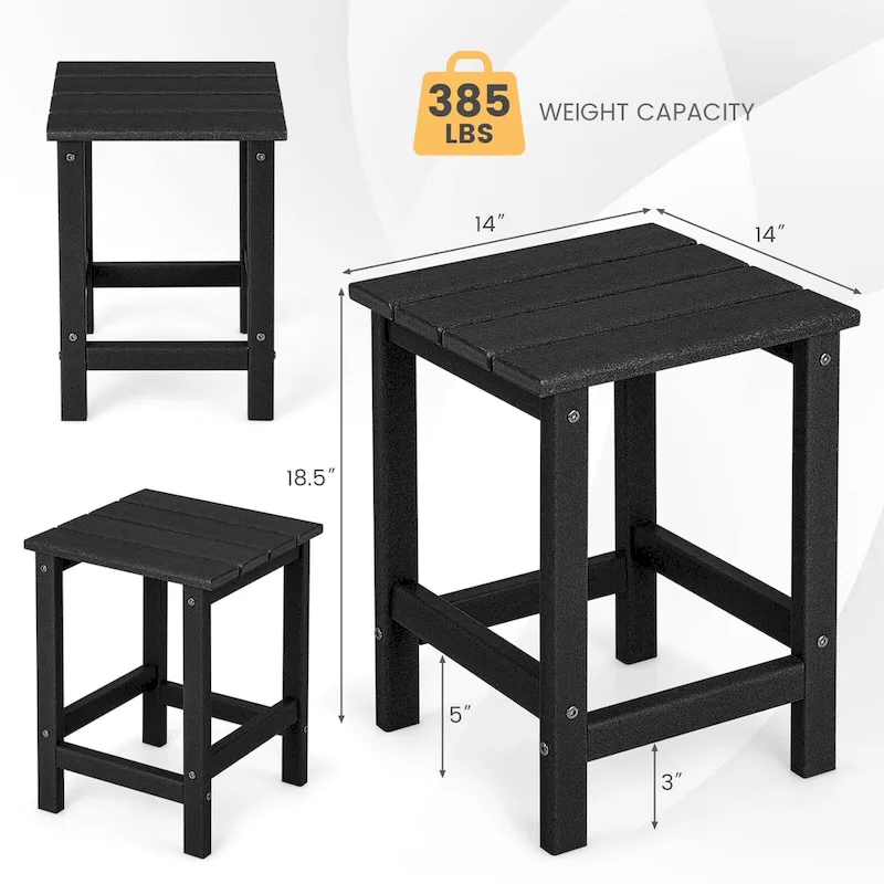 Gymax 2PCS 14 Patio Adirondack Side Table HDPE Square Weather