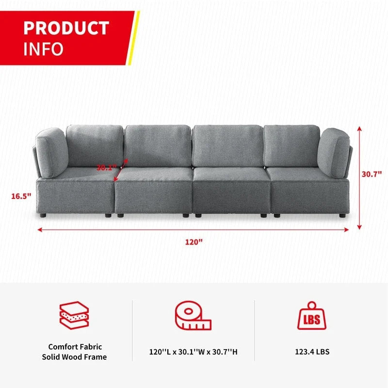 Mixoy Convertible Modular Sleeper Couch with Ottoman