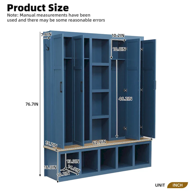 Farmhouse-Style 4-in-1 Hall Tree with Mudroom Bench