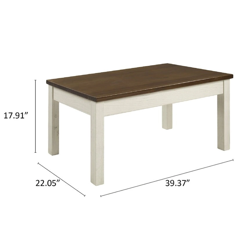 Wood Coffee Table White Distressed
