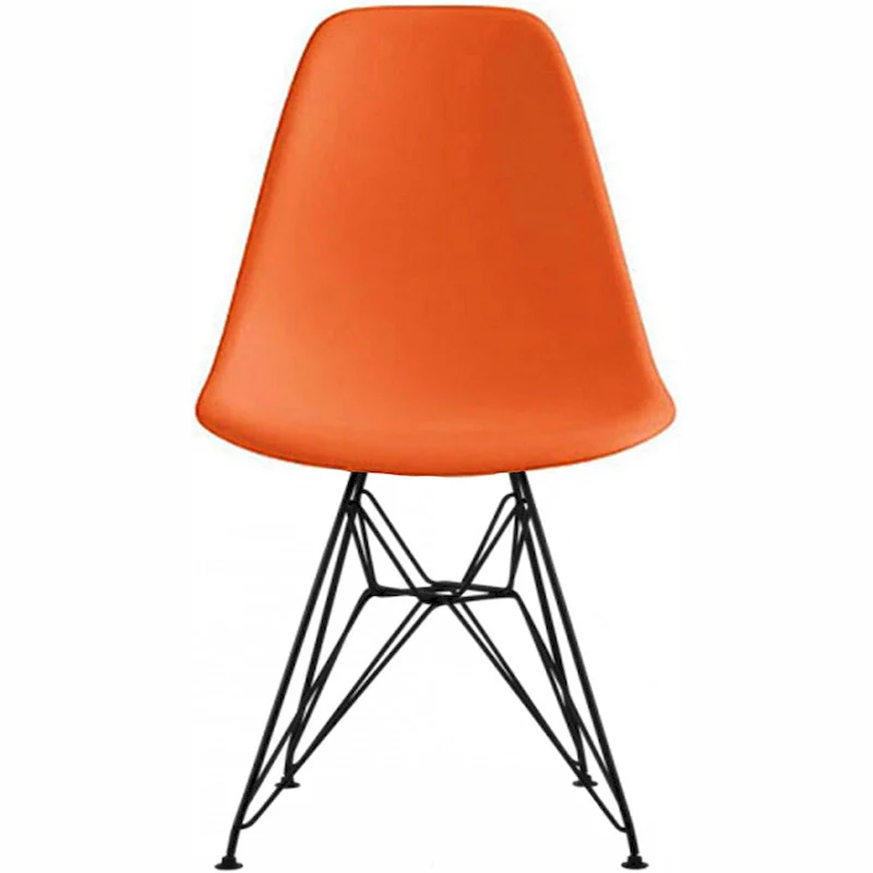 Modern Plastic Accent Designer Side Dining Matte Chair With Dark Black Wire Chrome Legs Base