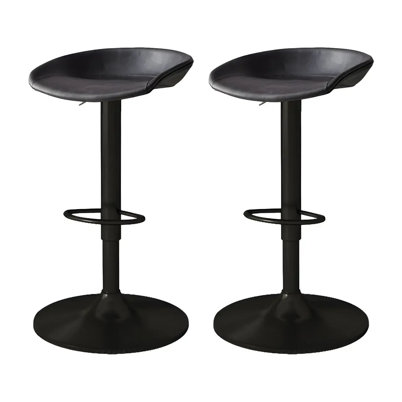 Modern Leather Black Pedestal Swivel Adjustable Bar Stool