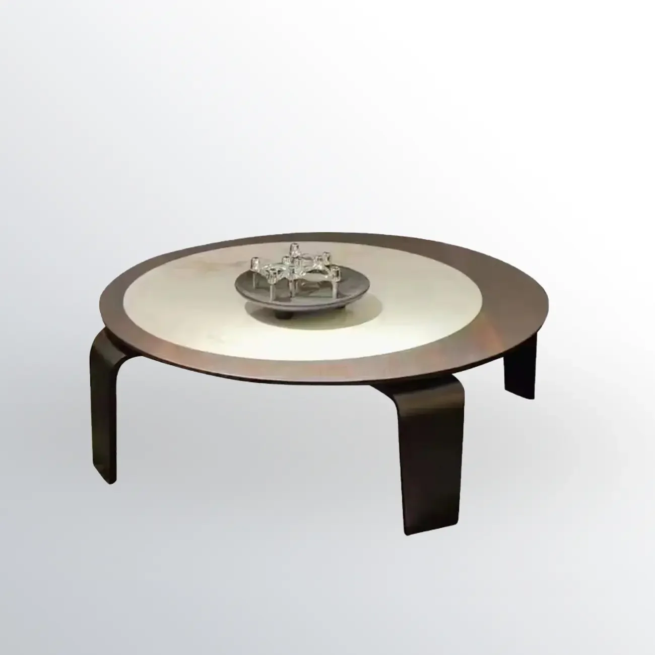 Unique Marble Round 2 Nesting Coffee Table Set with Wood Base