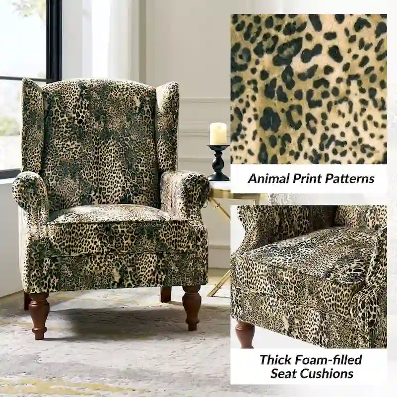 Ivan Traditional Animal Pattern Armchair with Nailhead Trim by