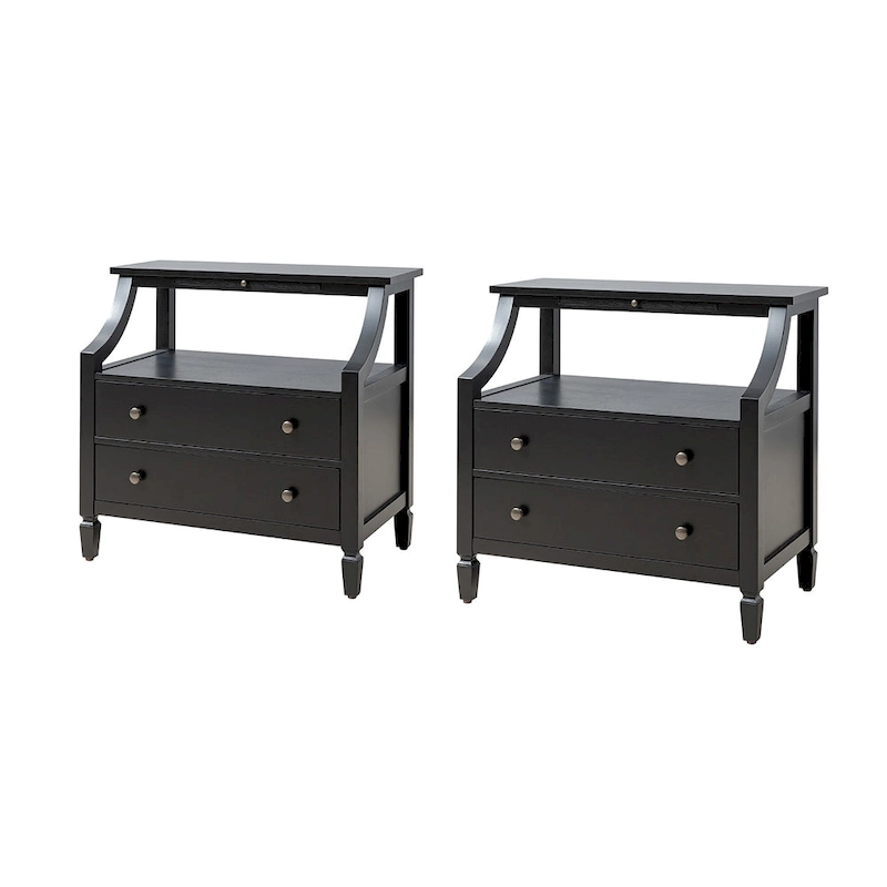 Jennifer 2 - Drawer Nightstand with Built-In Outlets and Pull-out Tray Set of 2 by HULALA HOME