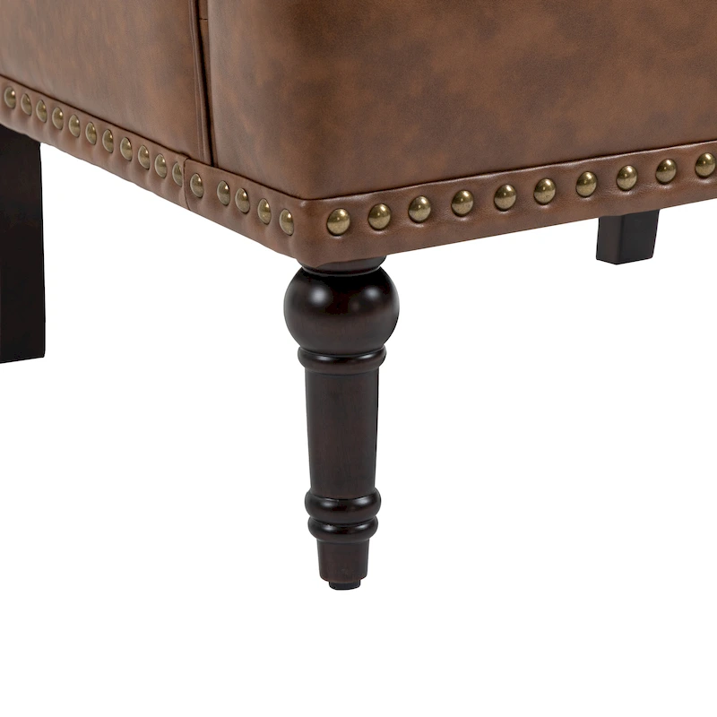Tufted Vegan Leather Accent Chairs Armchairs with Nailhead Trim