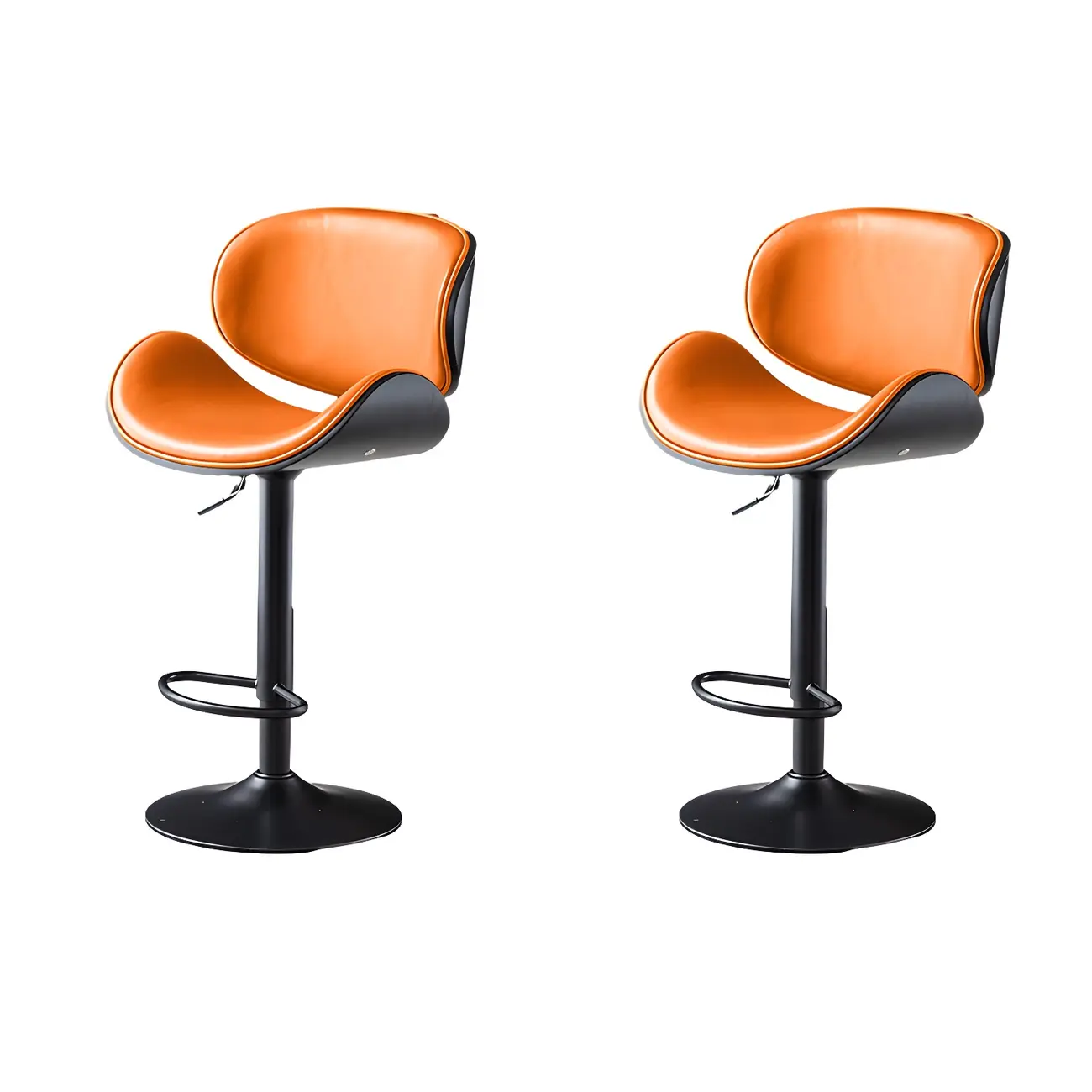 Arched Blackish Green Leather Swivel Adjustable Bar Stool