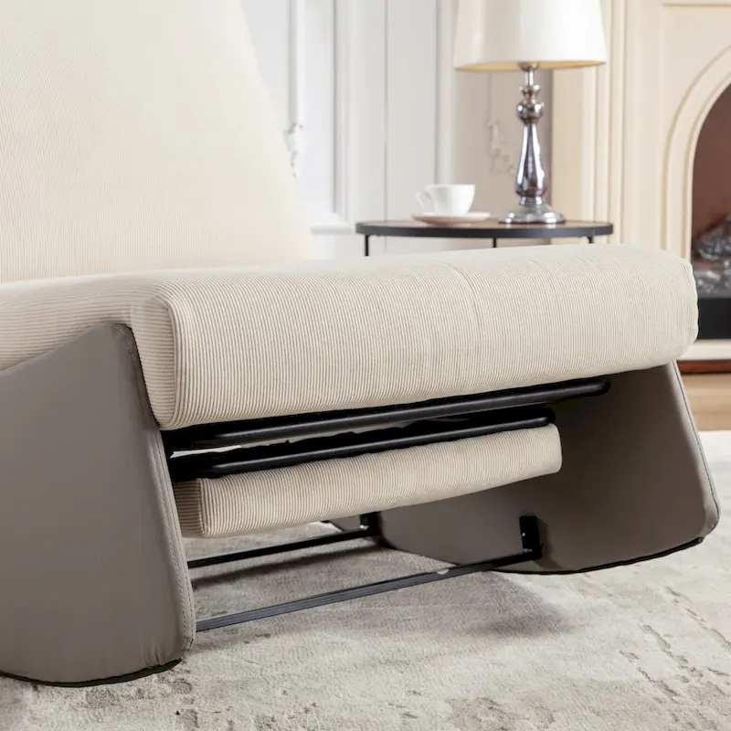 Modern Rocking Chair Recliner, Comfy Rocker Nursery Chair with Footrest, Accent Reading Chair, Upholstered Lounge Chair