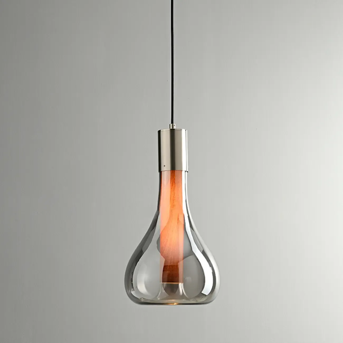 Small Water Drop Smoke Grey Glass LED Hanging Pendant Light