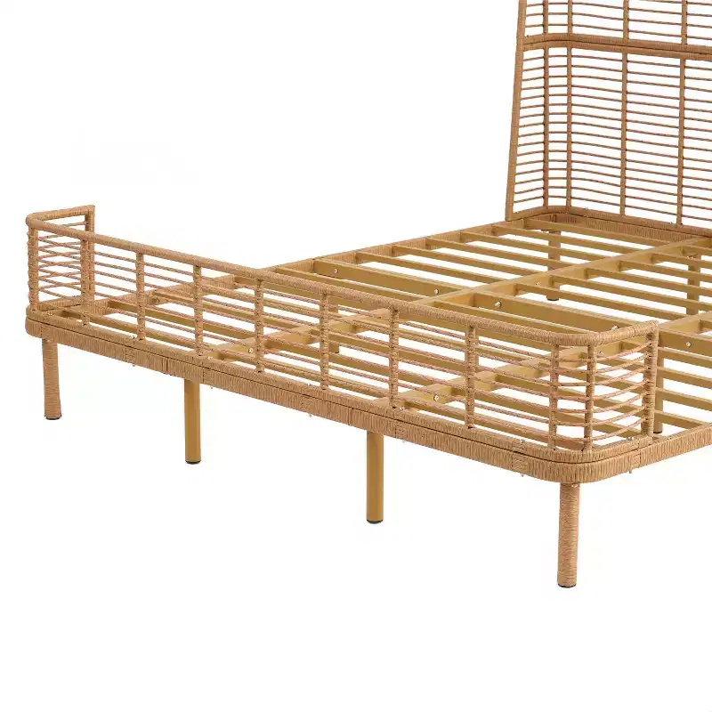 Christopher Knight Home Shadow Coastal Grid PE Wicker Bed with Wingback Headboard