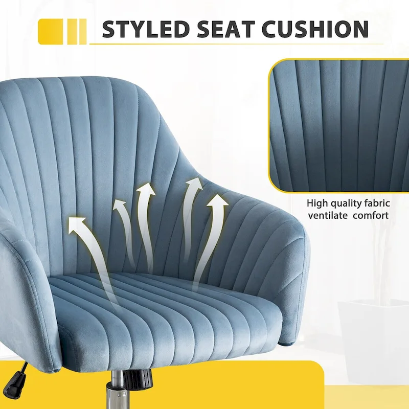 Accent chair Modern home office leisure chair with adjustable velvet height and adjustable casters