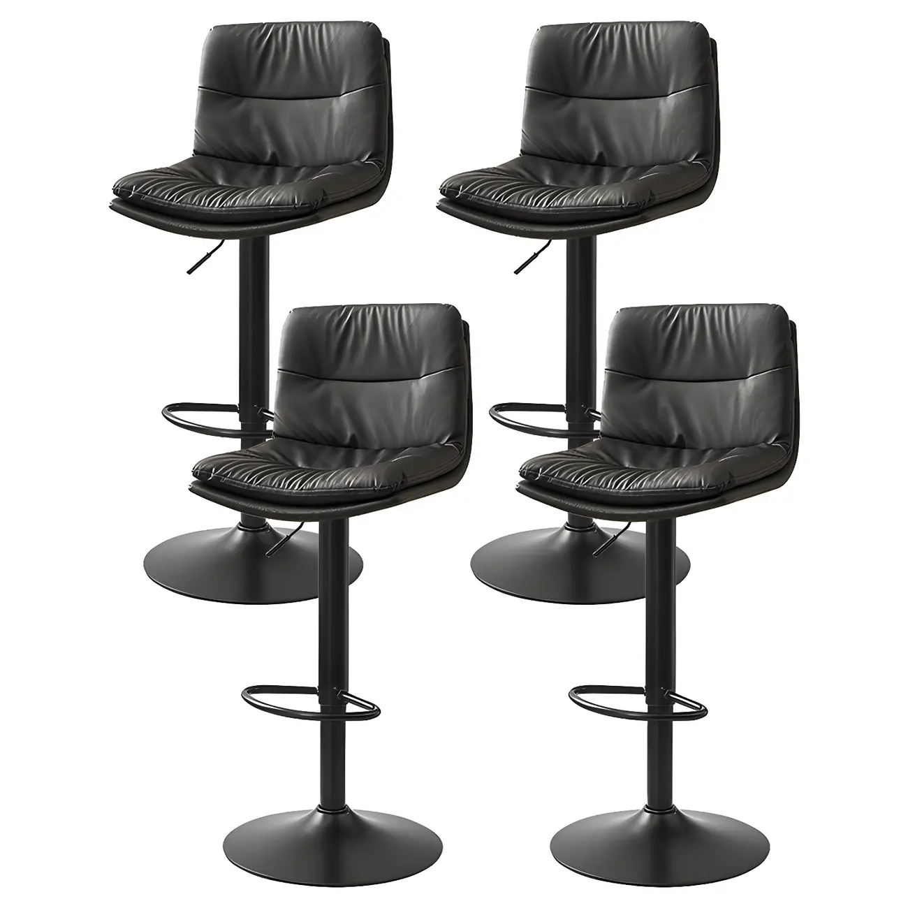 Modern Leather Saddle Swivel Adjustable Bar Stool