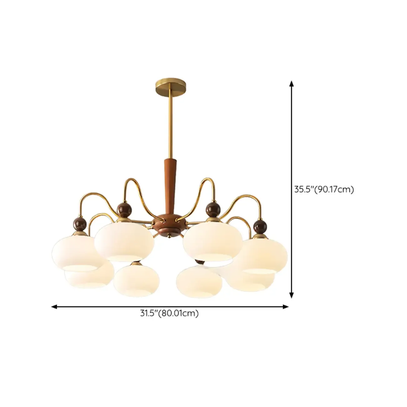 Modern Multi-Light Glass Globe Chandelier with White Shade