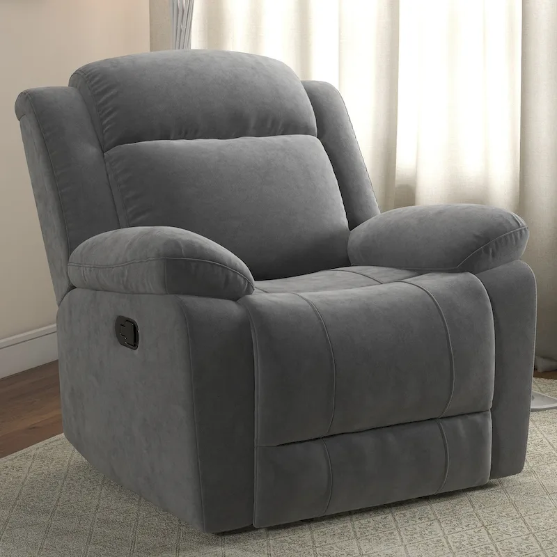 Manual Recliner Chair with Overstuffed Arm and Back