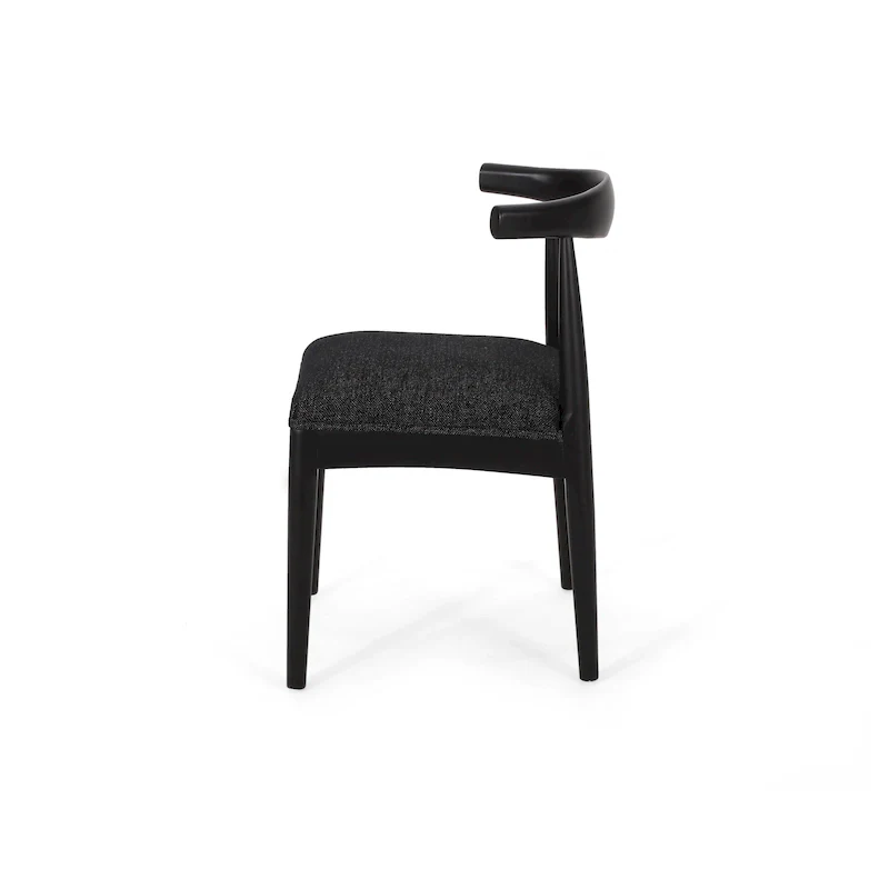 Fabric and Rubberwood Dining Chairs (Set of 2)