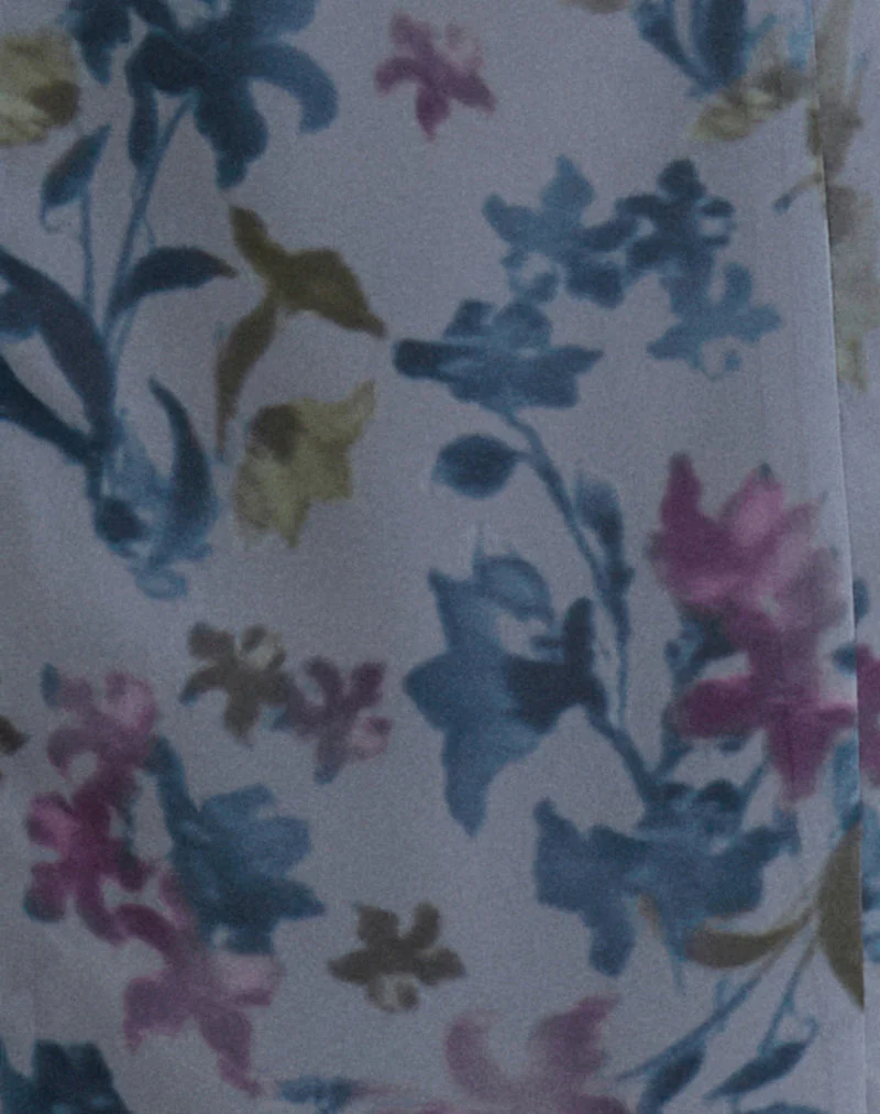Olydia Midi Dress in Chiffon Shadow Lily Blue