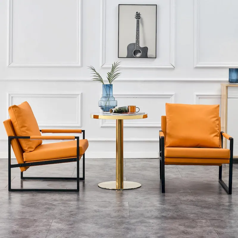 Ouyessir Set of 2 Modern Velvet Accent Chair Linen Sling ArmChair