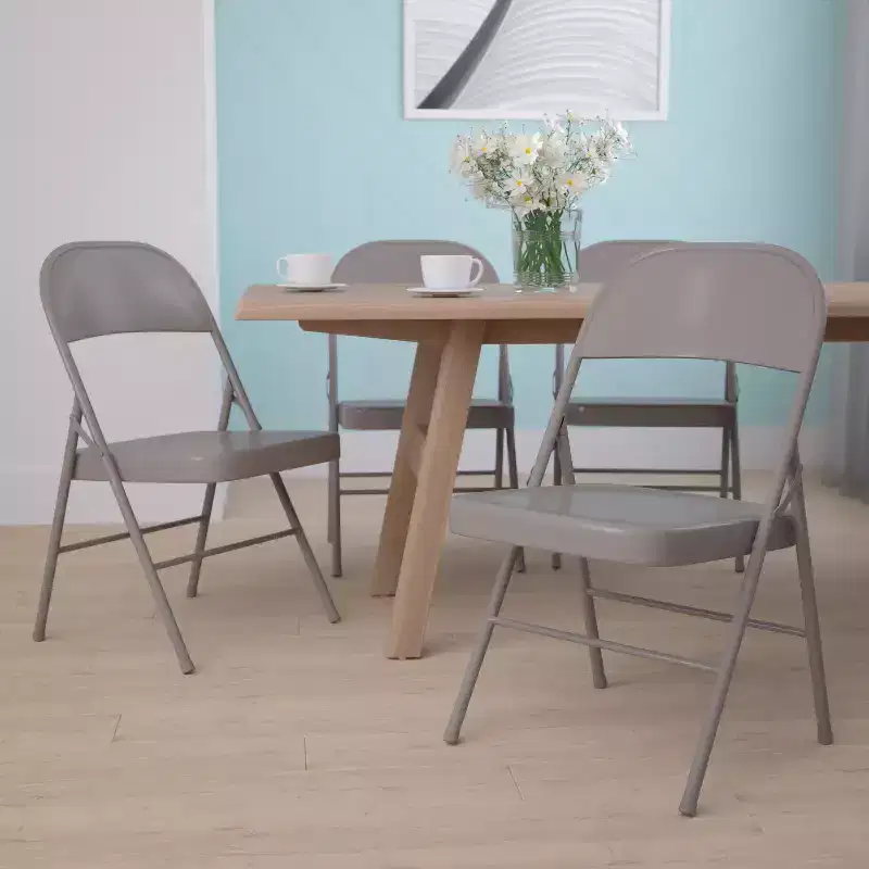 Flash Furniture 4 Pack HERCULES Series Double Braced Metal Folding Chair