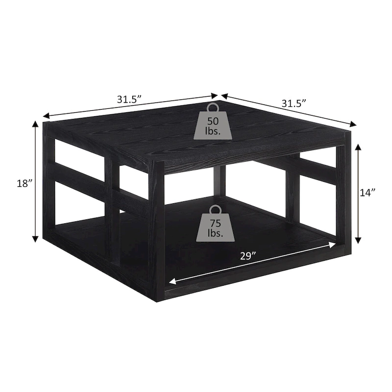 Convenience Concepts Monterey Square Coffee Table with Shelf