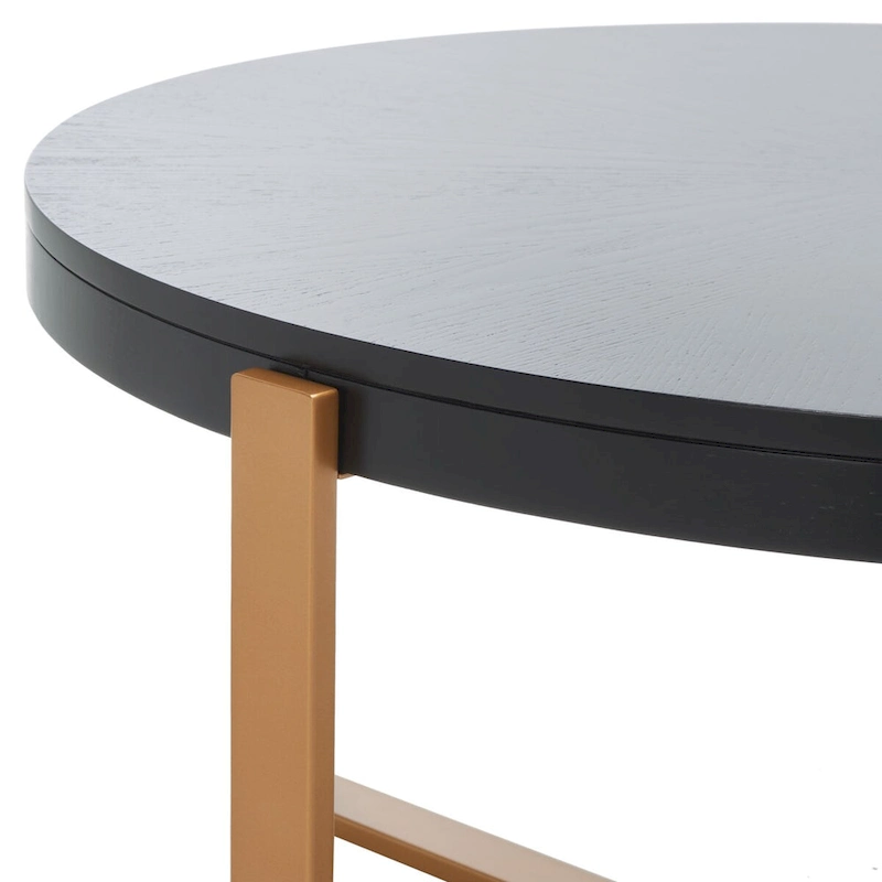 SAFAVIEH Deetta White Marble/ Black Round Coffee Table - 36 W x 36 D x 18 H - 36Wx36Dx18H