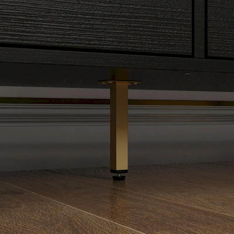 61.4W Modern Black Dresser with 9 Spacious Drawers - Gold Handles