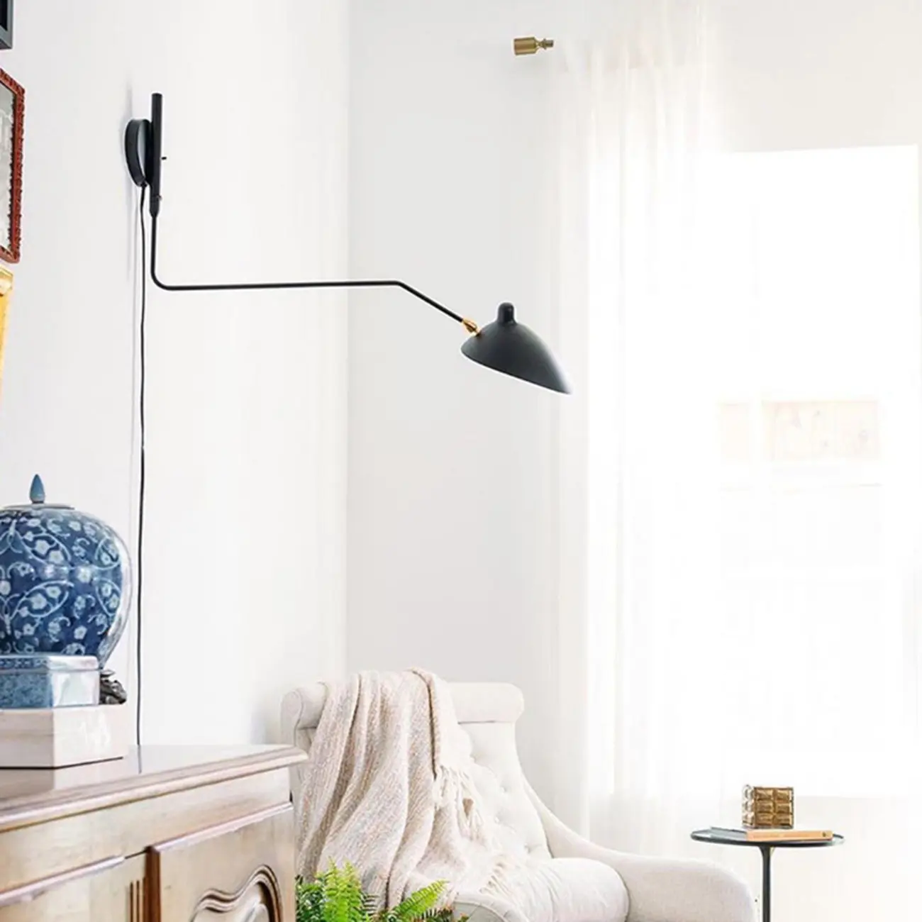 2-Light and 1-Light Metal Black Swing Arm Wall Light