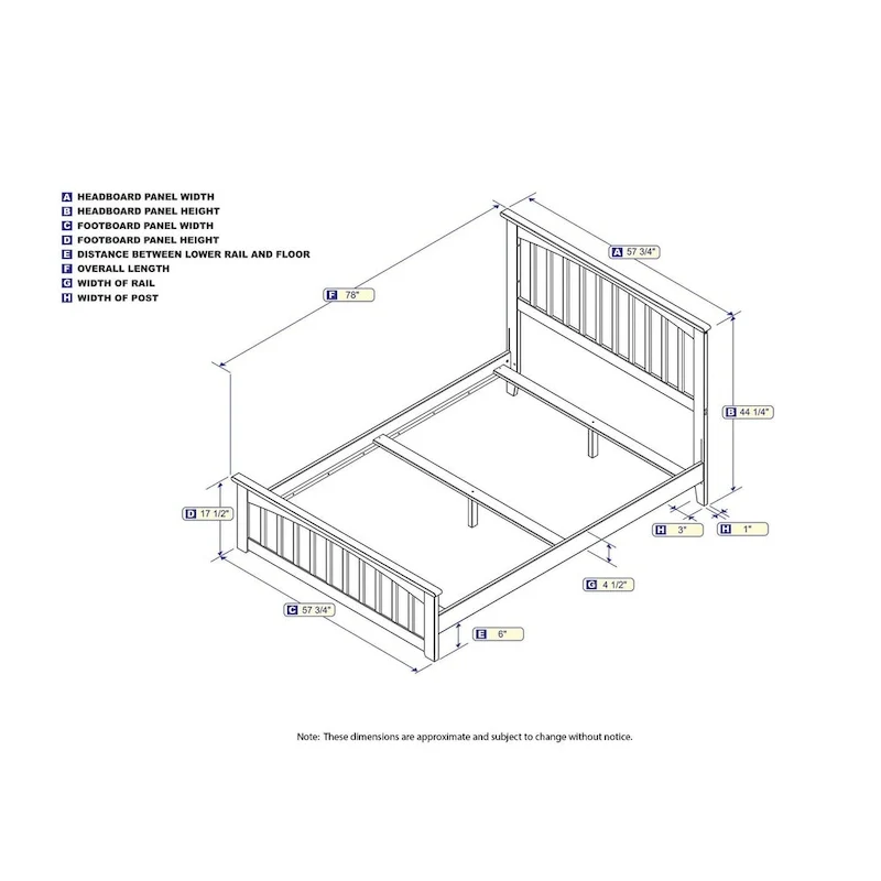 Mission Full Foundation Bed Frame with Matching Footboard in Walnut