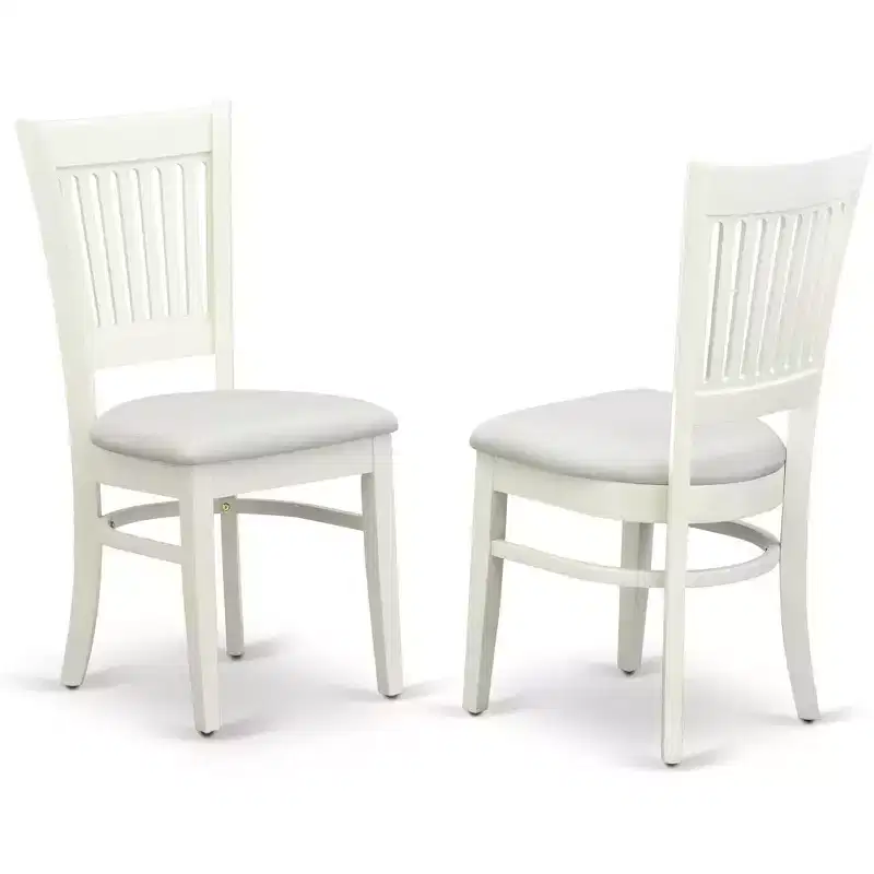 HomeStock 5 Piece Round Dining Table Set Linen White