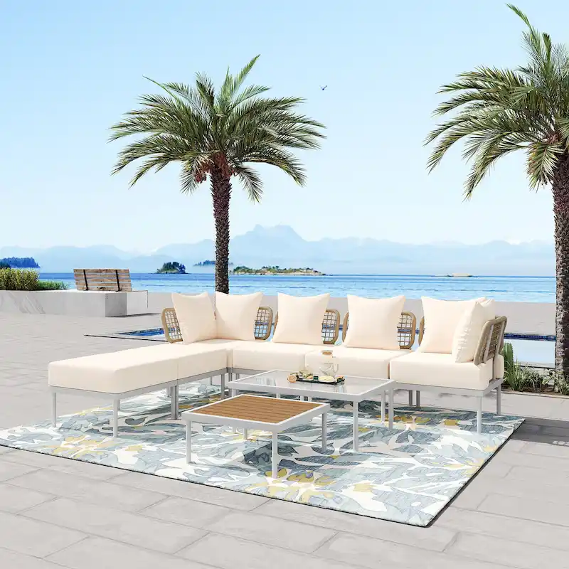 8-Piece Patio Sectional Sofa Set with Coffee Table