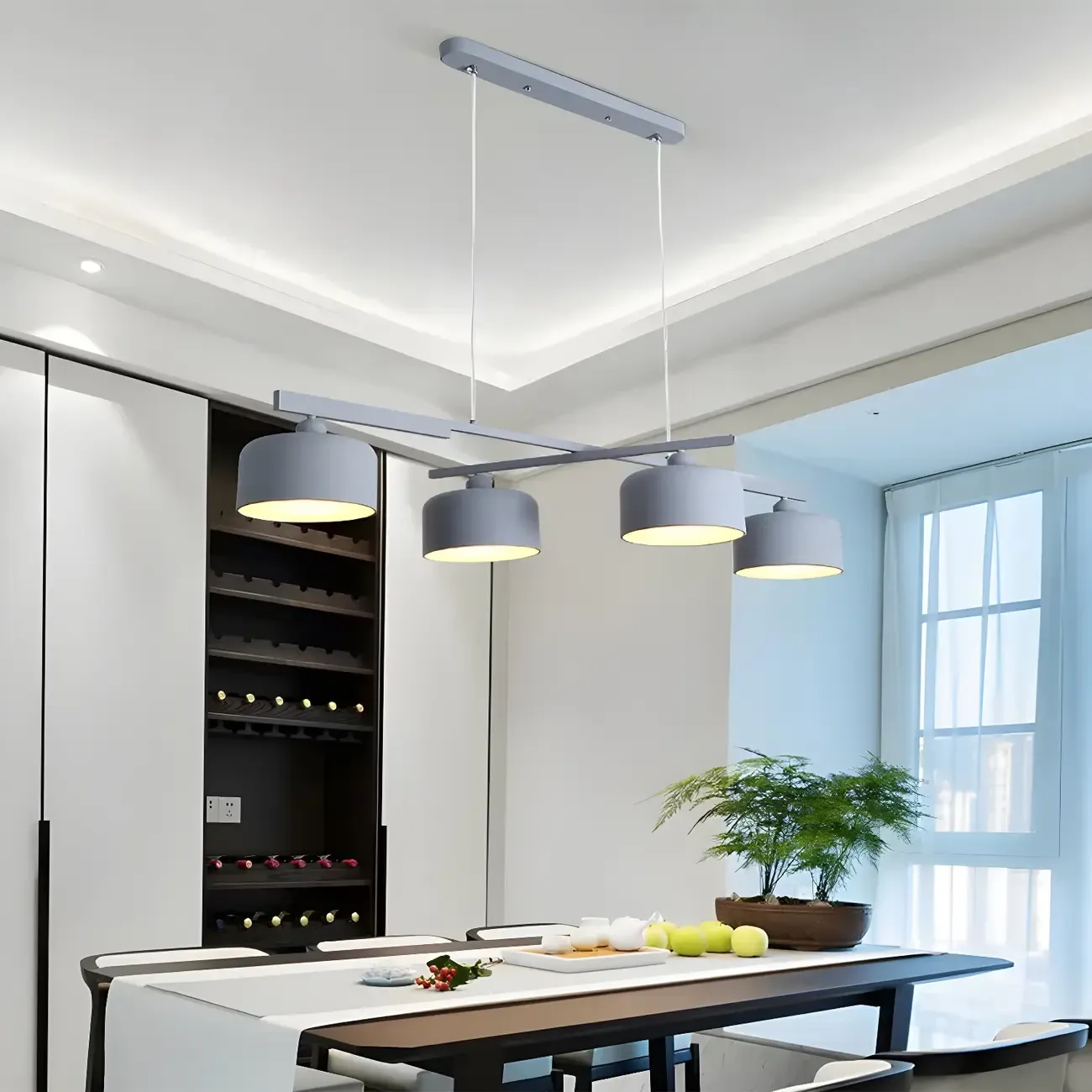 Modern Metal Drum-Shaped Island Pendant Light for Kitchen
