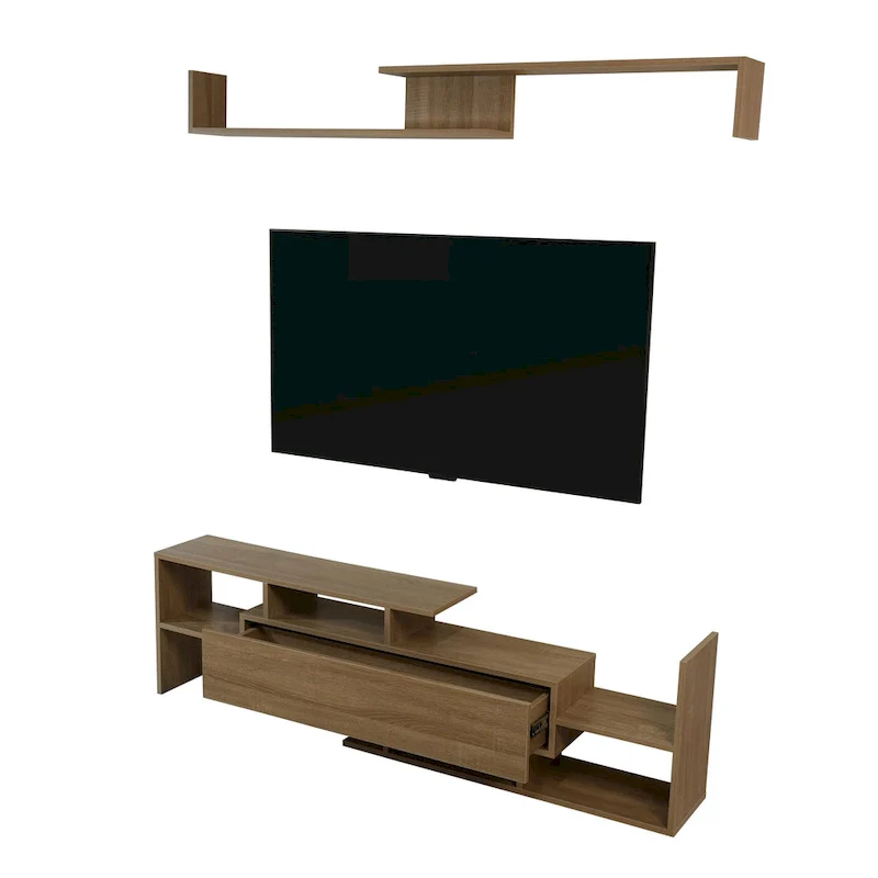 Surrey 60.2 2 Pc 1-Drawer Floating TV Stand Media Console with Open Shelves