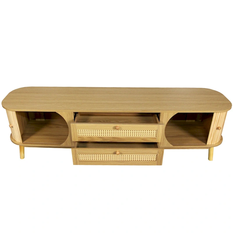 Modern Farmhouse Rattan TV Stand