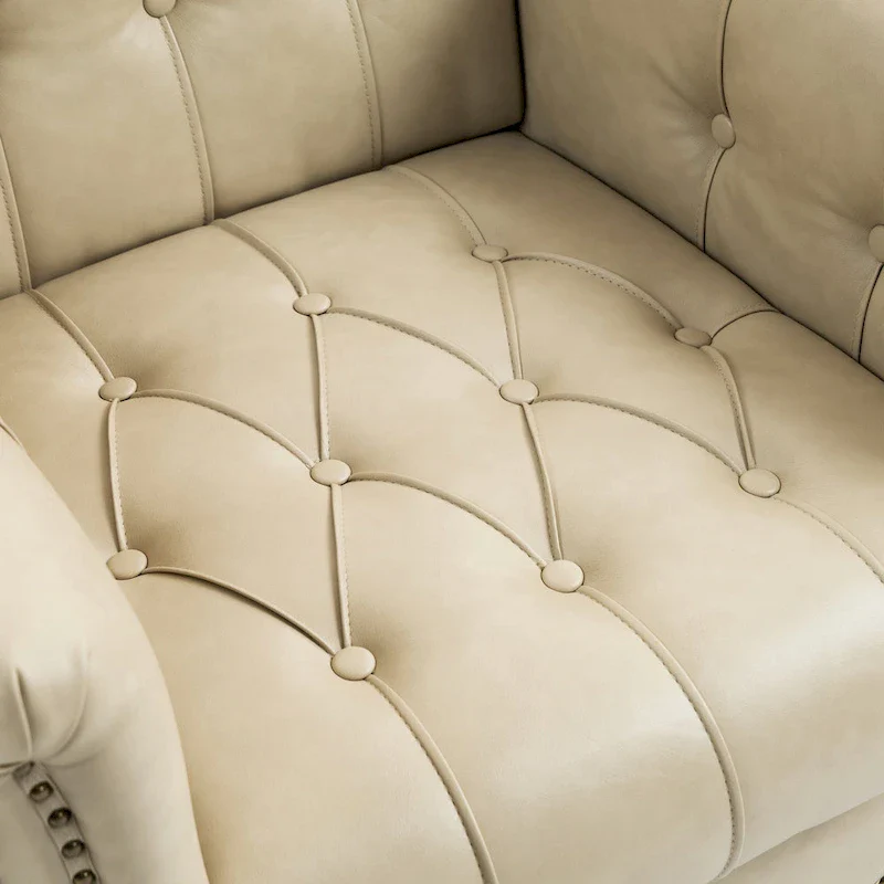 Tufted Vegan Leather Accent Chairs Set of 2, Armchair with Nailhead Trim