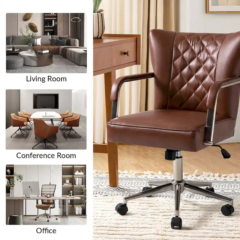 Felice Modern Swivel Height Adjustment Diamond-Tufted Office Chair by HULALA HOME