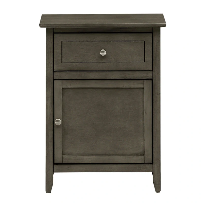 Nightstand - 1 Drawer, 1 Cabinet, Metal Handle, Particle Board, 19W x 25H, Modern