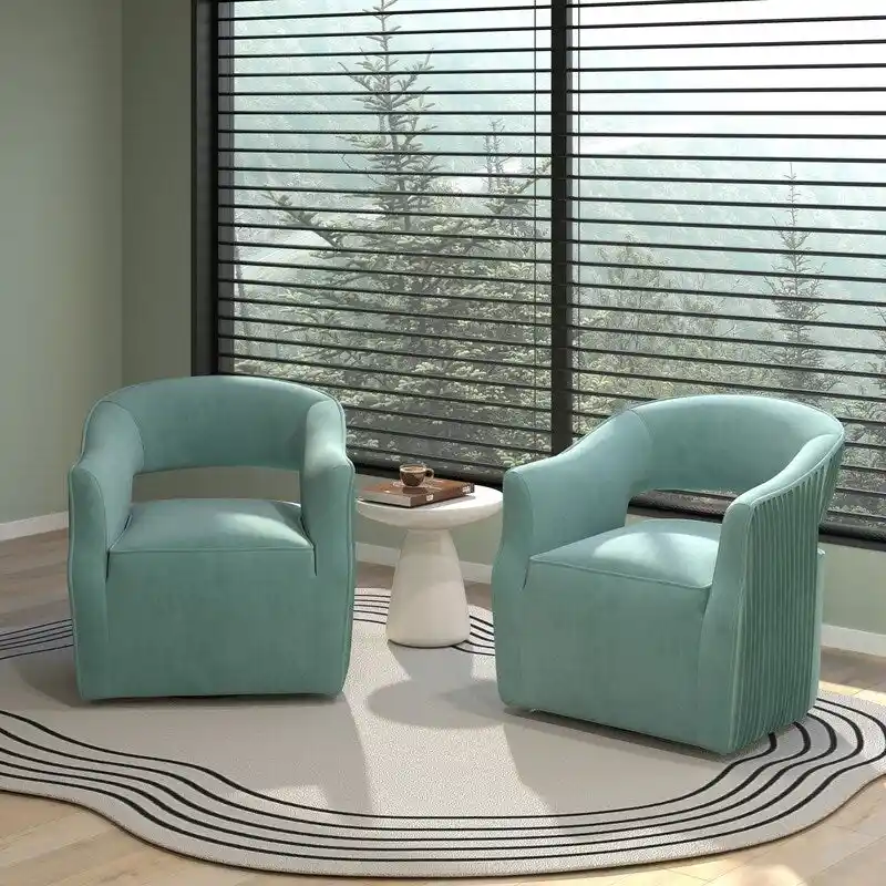 SEYNAR Modern Glam Velvet 360 Degree Swivel Open-Back Accent Armchair Set of 2