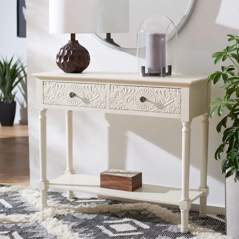 SAFAVIEH Leonia 2-Drawer Console Table - 35.5  W x 13  L x 29.5  H - 36Wx13Dx30H