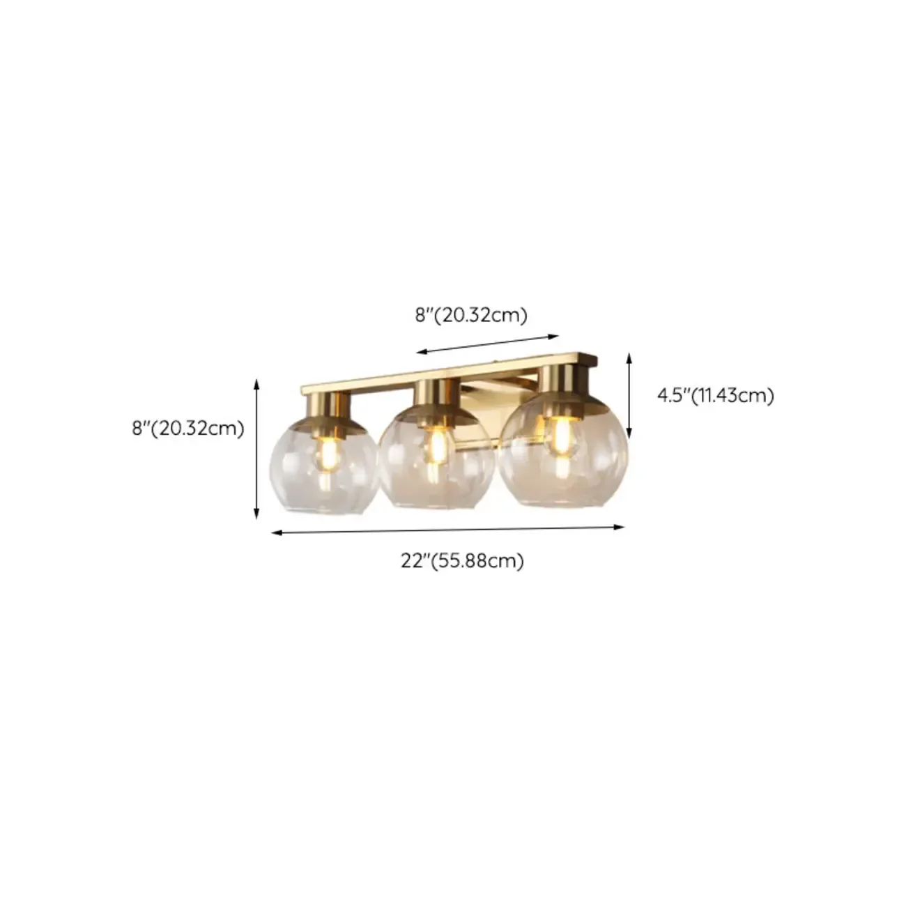 Classic Brass Vanity Lights with Transparent Ball Shade