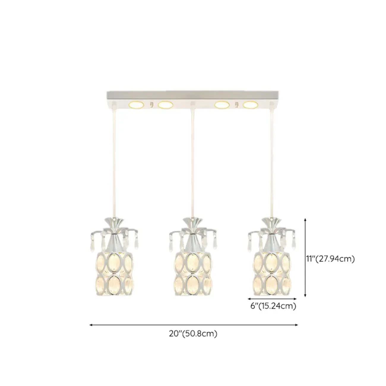 Elegant Cylinder Crystal Kitchen Island Pendant Light with Spotlight