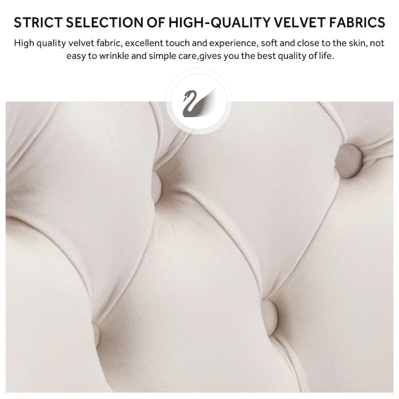 Upholstered Tufted Velvet Dining Chair with Solid Wood Legs Set of 6