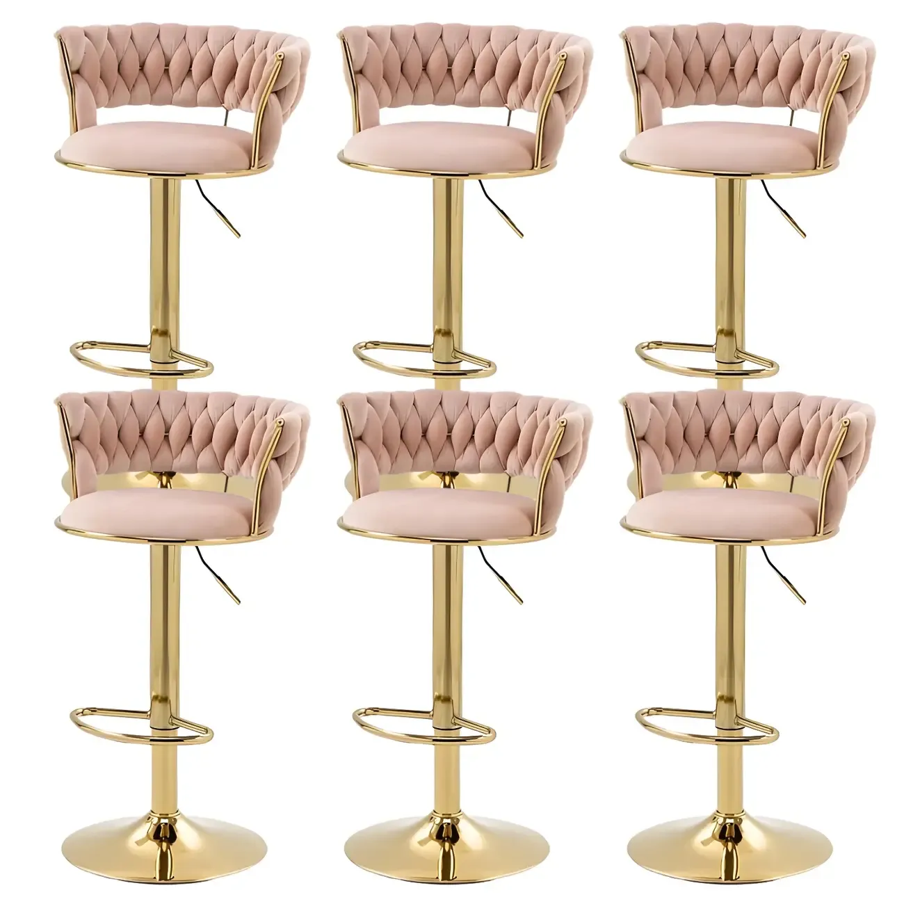 Gold Base Low Back Adjustable Swivel Bar Stool