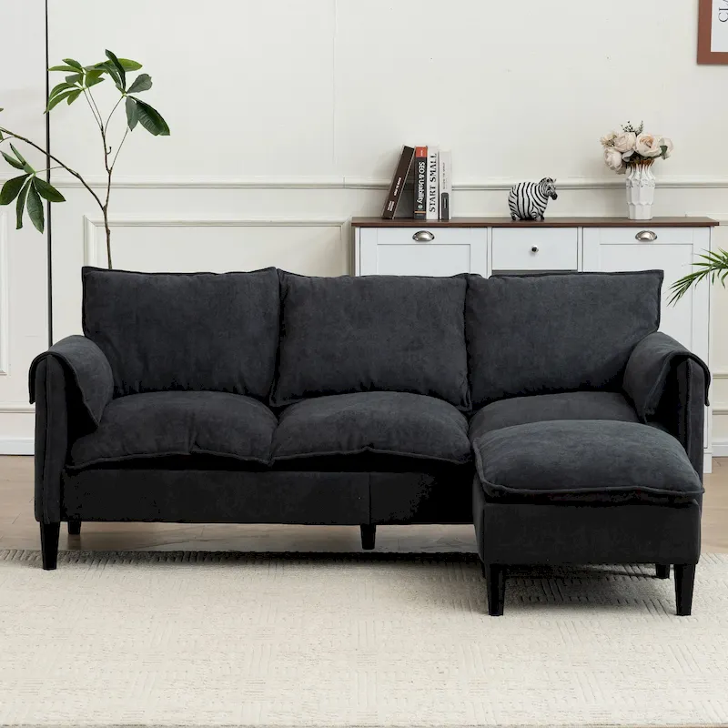 78.74 3-Seater L-Shaped Convertible Sofa with Footstools & Storage