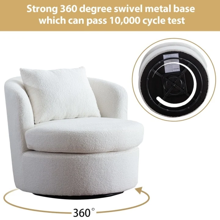 Swivel Barrel Chair with Lamb Wool Fabric