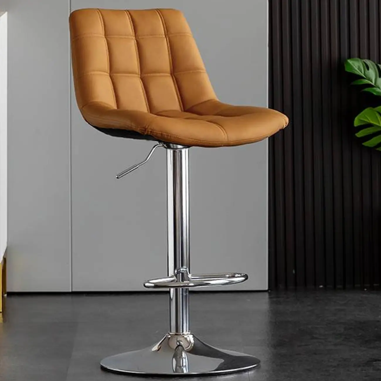 Glam Faux Leather Swivel Adjustable Bar Stools